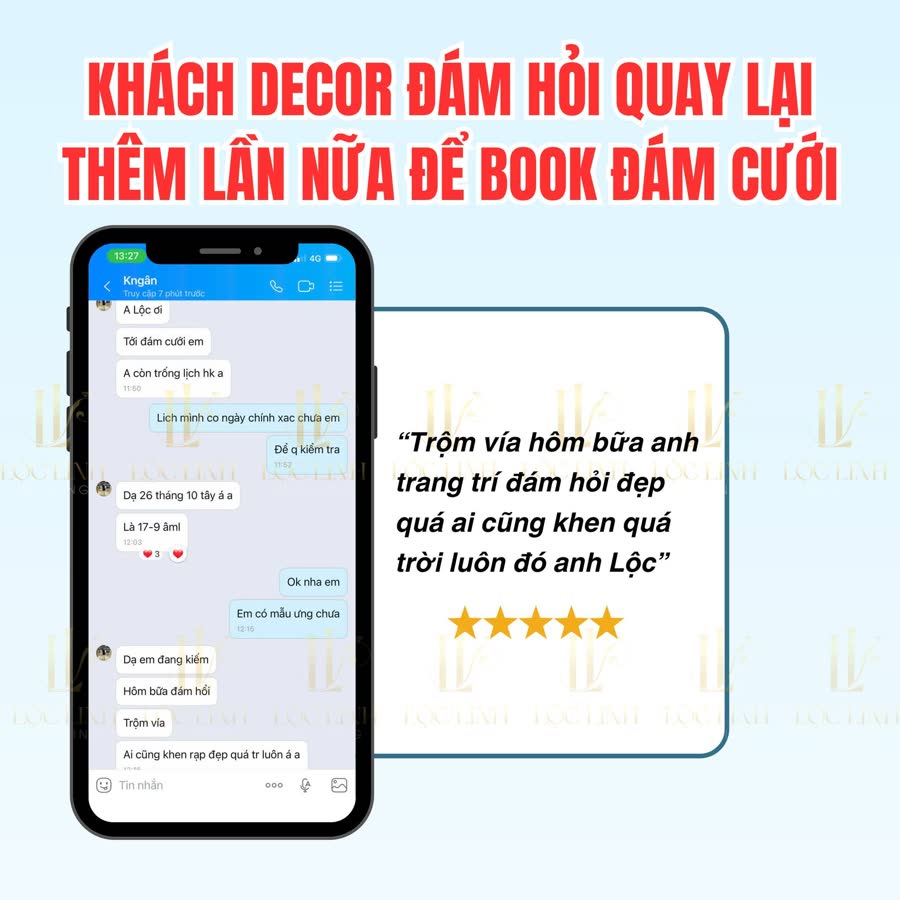 Ảnh chụp tin nhắn khách khen thiệp cưới